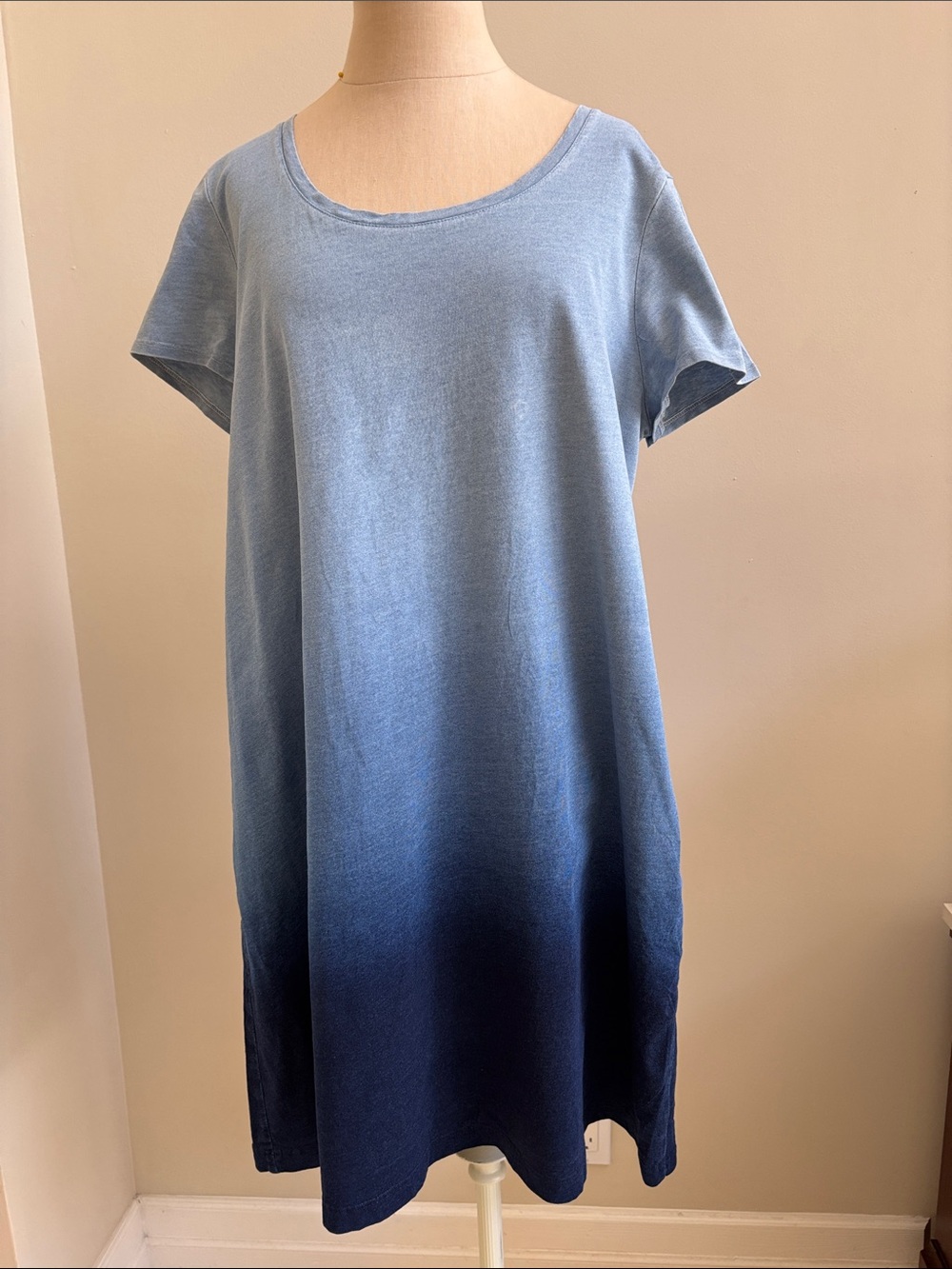 J. Jill Pure Jill Indigo T-shirt Dress Ombré Blue